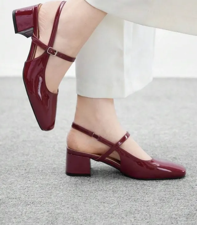 Cherry Patent Mary Jane Slingbacks