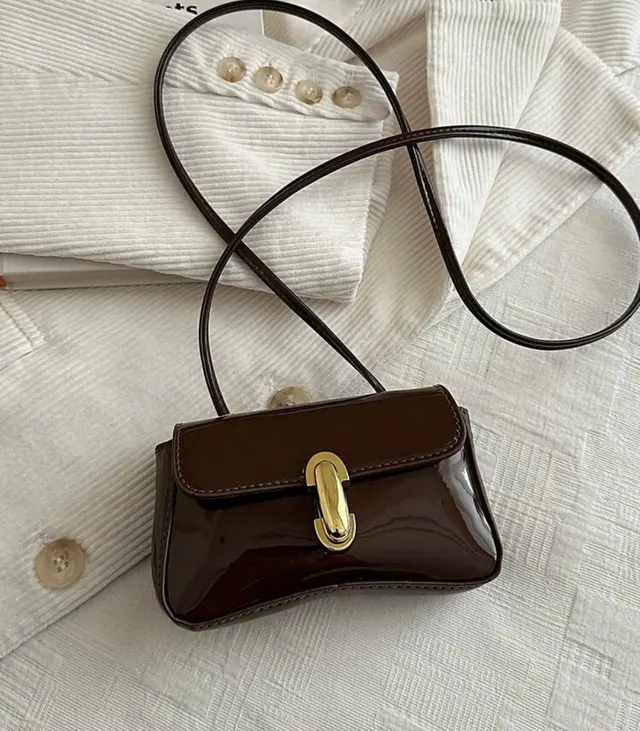 Chocolate Patent Mini Crossbody