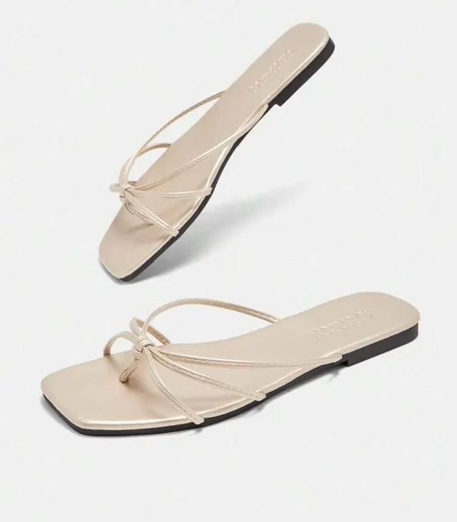 Champagne Knotted Toe-Loop Slides