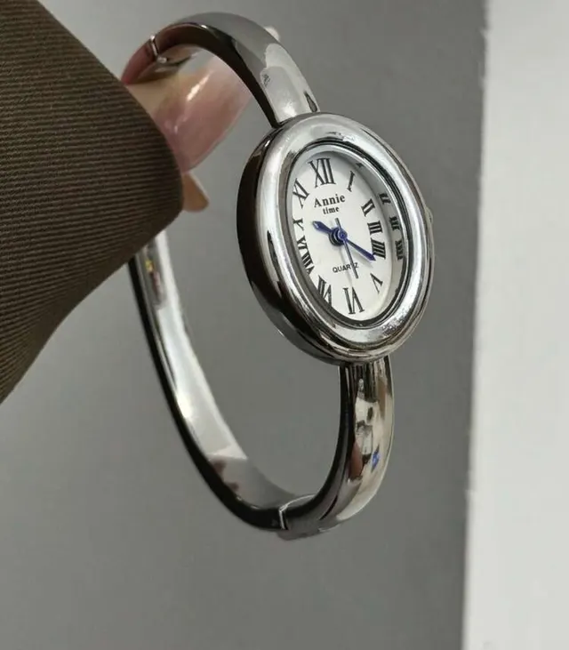 Silver Bangle Watch with Roman Dial