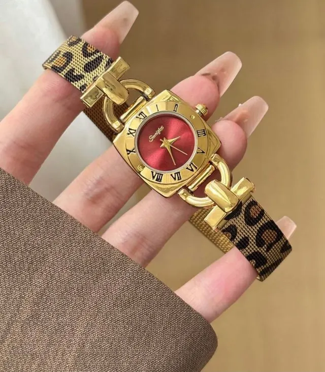 Gold Leopard Strap Watch