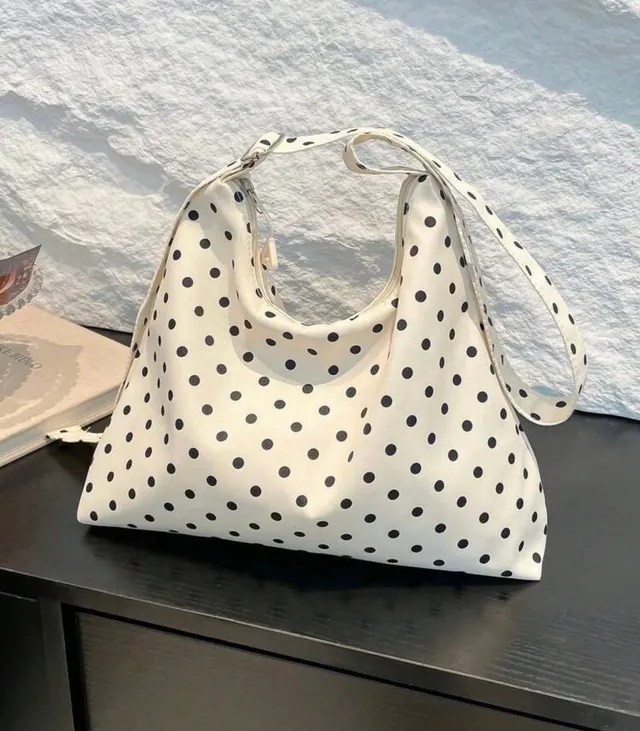 White Polka Dot Hobo Bag