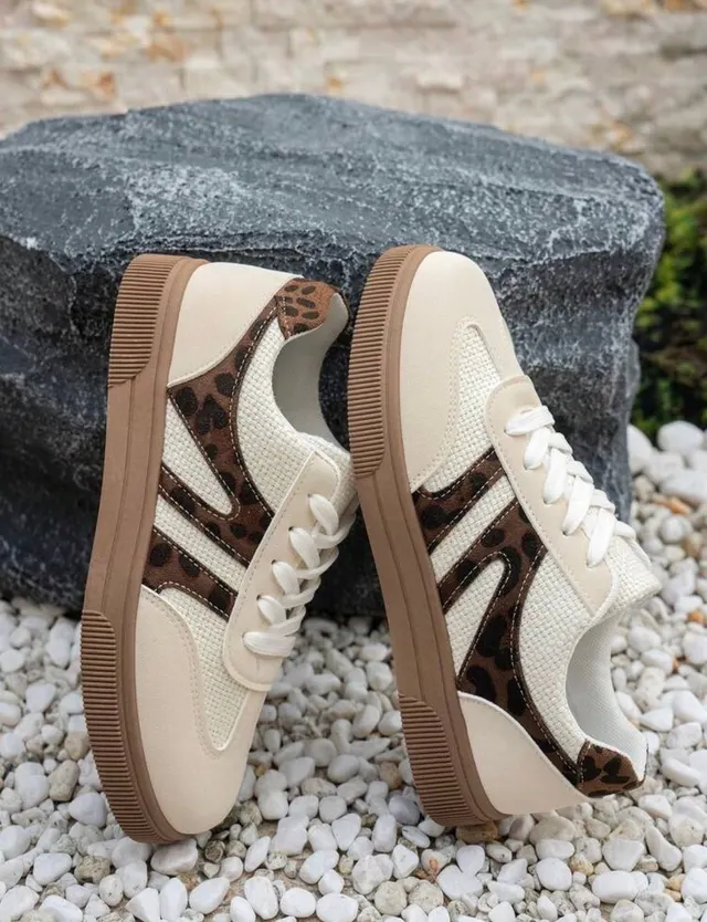 Leopard Panel Retro Sneakers