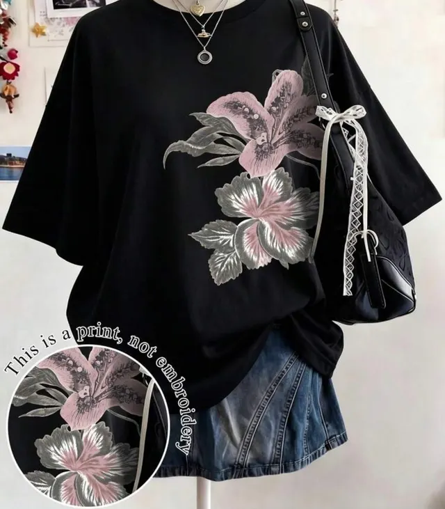 Black Pink Lily Tee