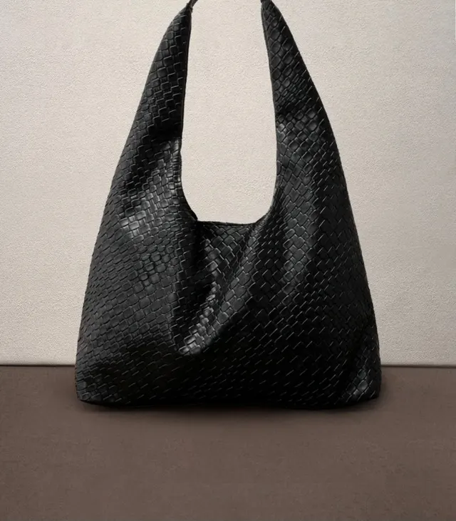 Black Woven Slouch Bag