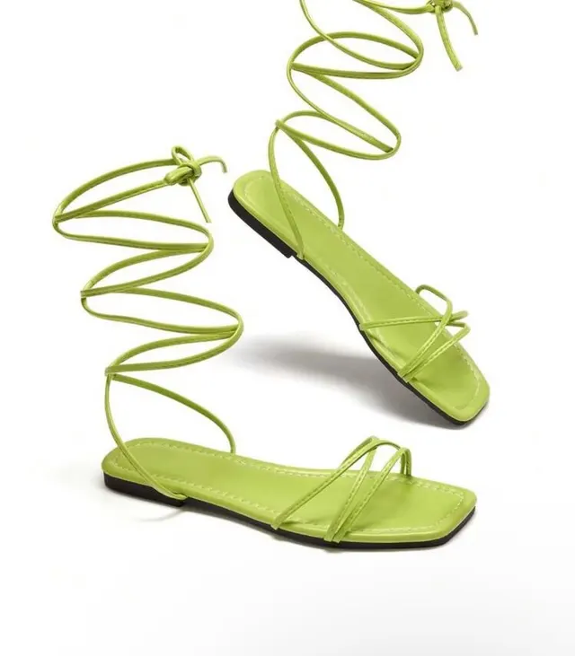 Lime Lace-Up Gladiator Sandals