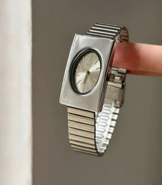 Silver Retro Cuff Watch