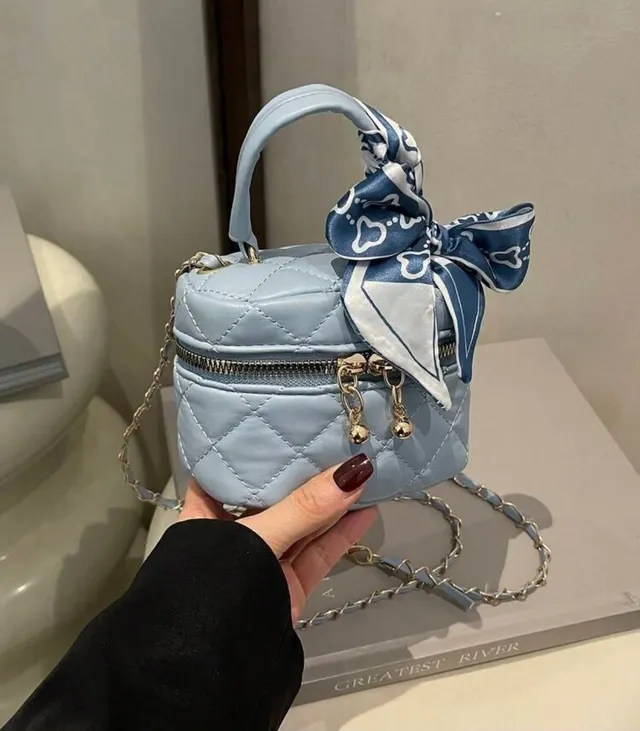 Powder Blue Quilted Vanity Bag